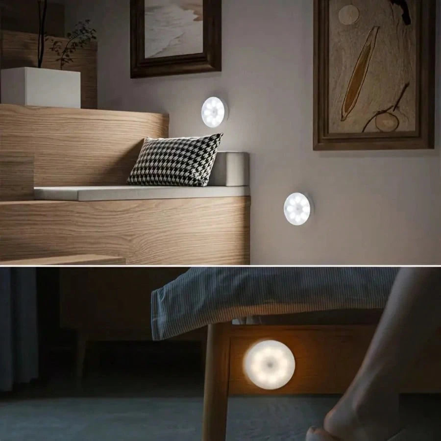 1pc/2pcs USB Rechargeable Round Motion Sensor LED Night Light, Smart Sensor Lamp For Nursery Bathroom, Dimmable Cabinet Indoor Lighting, Magnetic Stick-On Toilet Light, Cool & Fun Gift For Teens, Girl