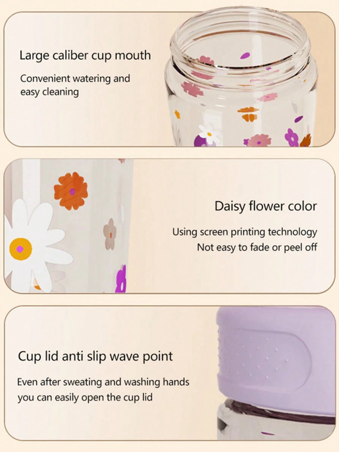 1pc 450ML/480ML Daisy Design Straw Cup For Kids, Fresh Style Student Water Bottle, Dust-Proof, Leak-Proof, Durable And Portable, Suitable For Daily Use