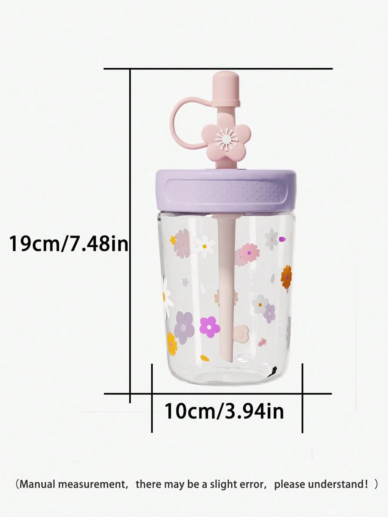 1pc 450ML/480ML Daisy Design Straw Cup For Kids, Fresh Style Student Water Bottle, Dust-Proof, Leak-Proof, Durable And Portable, Suitable For Daily Use