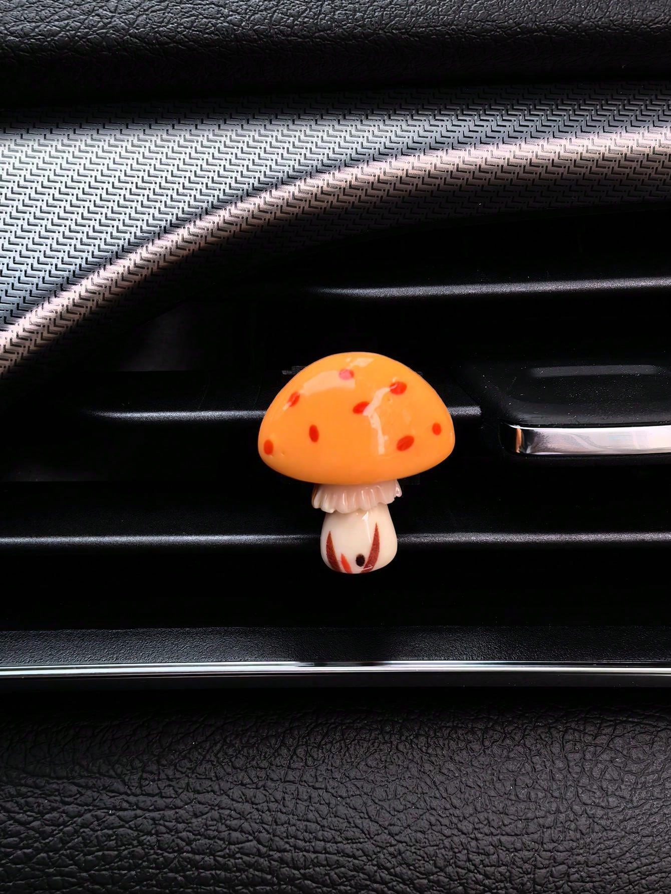 1pc/4pcs Car Interior Accessories With Cute Mushroom Decorations On The Air Vents Add Vitality To The Car Interior