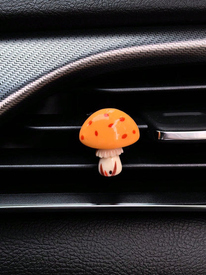 1pc/4pcs Car Interior Accessories With Cute Mushroom Decorations On The Air Vents Add Vitality To The Car Interior