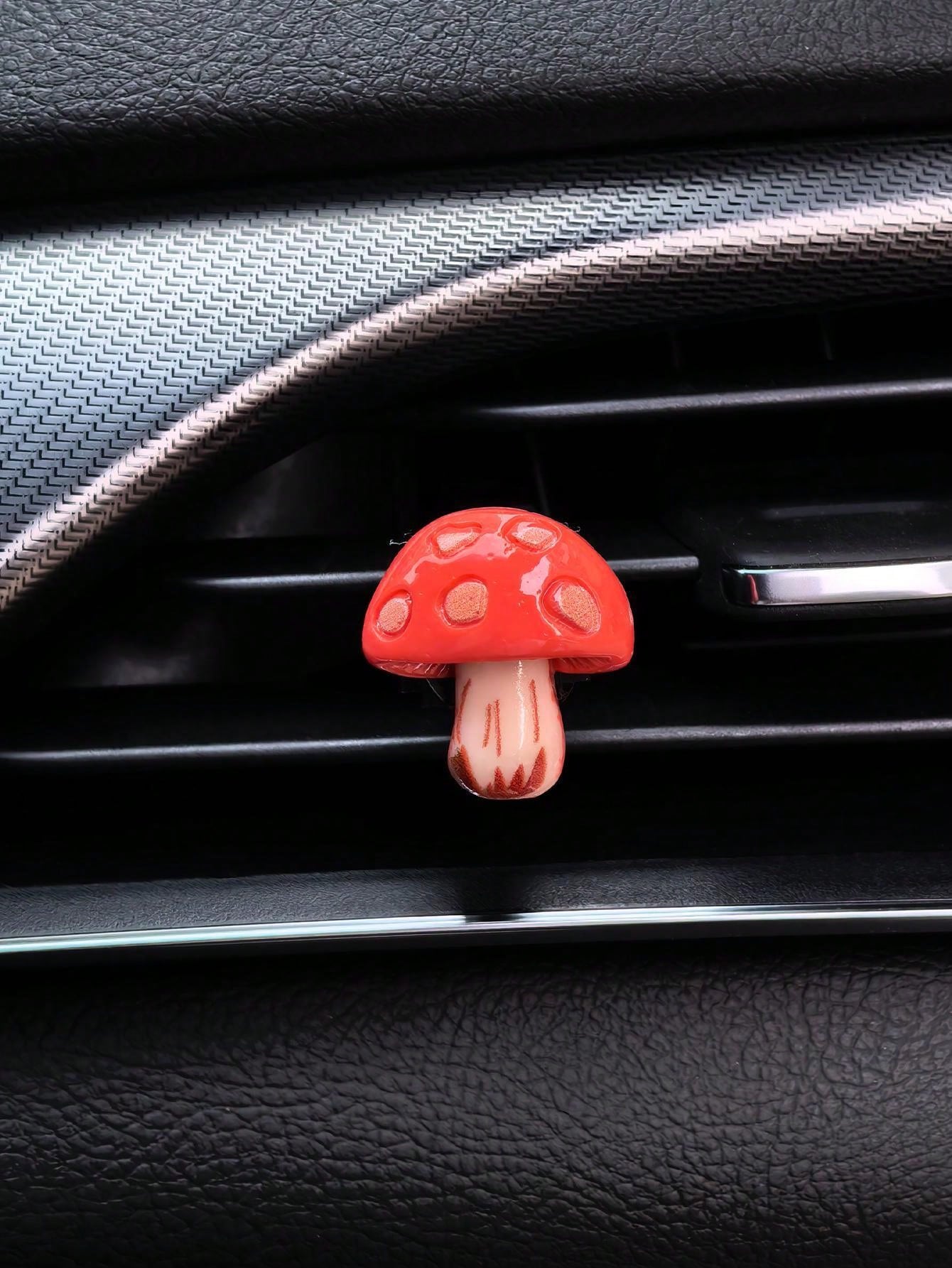 1pc/4pcs Car Interior Accessories With Cute Mushroom Decorations On The Air Vents Add Vitality To The Car Interior