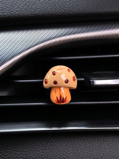 1pc/4pcs Car Interior Accessories With Cute Mushroom Decorations On The Air Vents Add Vitality To The Car Interior