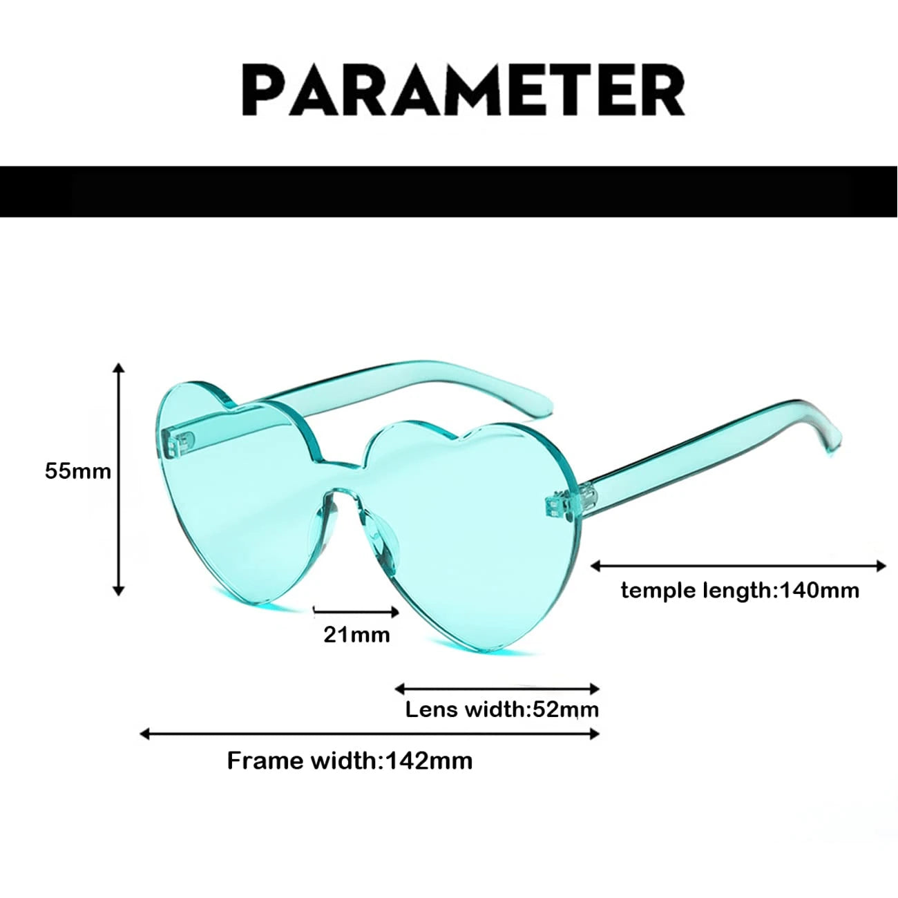 1pc/6pairs/8pairs Transparent Heart-Shaped Glasses, Fashion Rimless Colorful Party Glasses, Colorful Heart-Shaped Glasses Party Gift Set