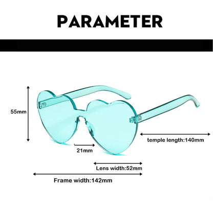 1pc/6pairs/8pairs Transparent Heart-Shaped Glasses, Fashion Rimless Colorful Party Glasses, Colorful Heart-Shaped Glasses Party Gift Set