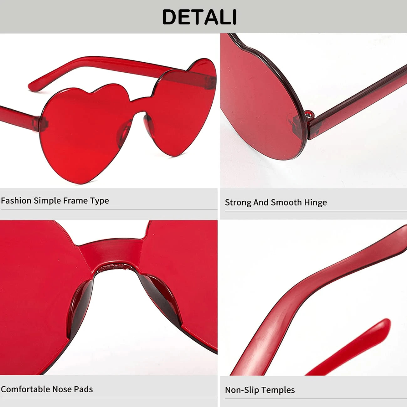 1pc/6pairs/8pairs Transparent Heart-Shaped Glasses, Fashion Rimless Colorful Party Glasses, Colorful Heart-Shaped Glasses Party Gift Set