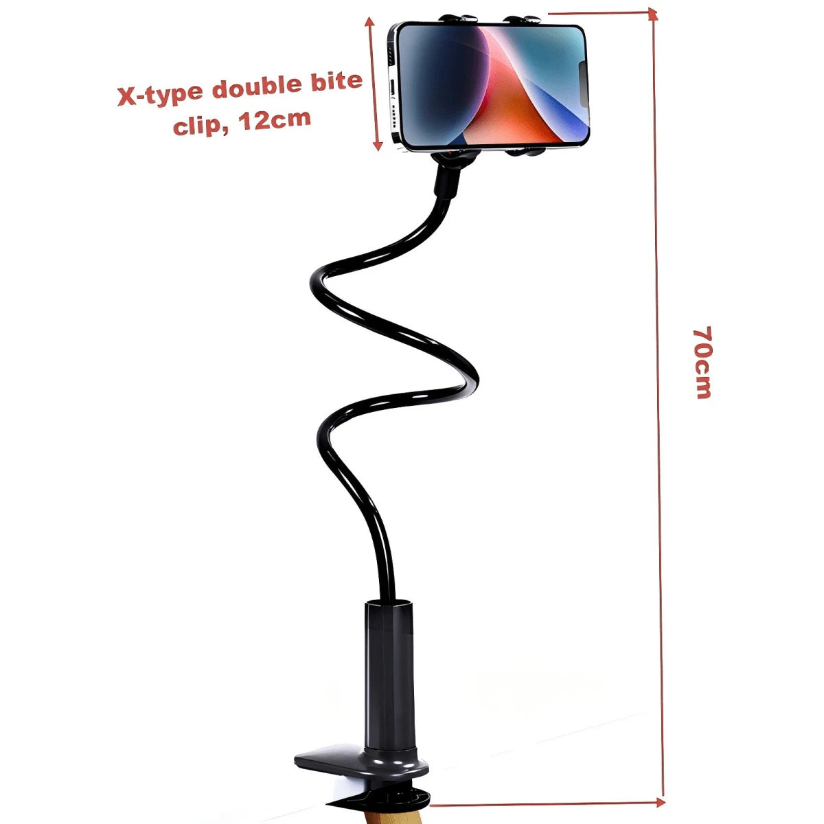 1pc ABS Gooseneck Phone Holder, Suitable For Bed, Bedside, Desk, Headboard, Table, Sofa, Recliner, Compatible With IPad Mini Pro Air, Kindle, Switch, Galaxy Tabs, Great Gift For Friends, Valentine's D