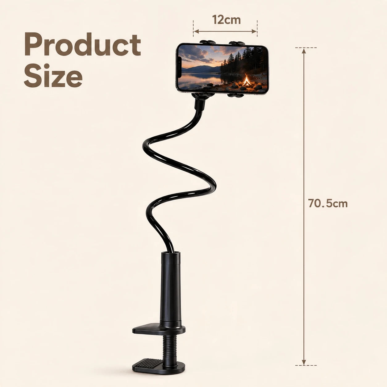 1pc ABS Gooseneck Phone Holder, Suitable For Bed, Bedside, Desk, Headboard, Table, Sofa, Recliner, Compatible With IPad Mini Pro Air, Kindle, Switch, Galaxy Tabs, Great Gift For Friends, Valentine's D