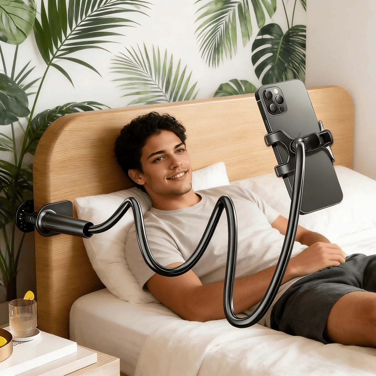 1pc ABS Gooseneck Phone Holder, Suitable For Bed, Bedside, Desk, Headboard, Table, Sofa, Recliner, Compatible With IPad Mini Pro Air, Kindle, Switch, Galaxy Tabs, Great Gift For Friends, Valentine's D