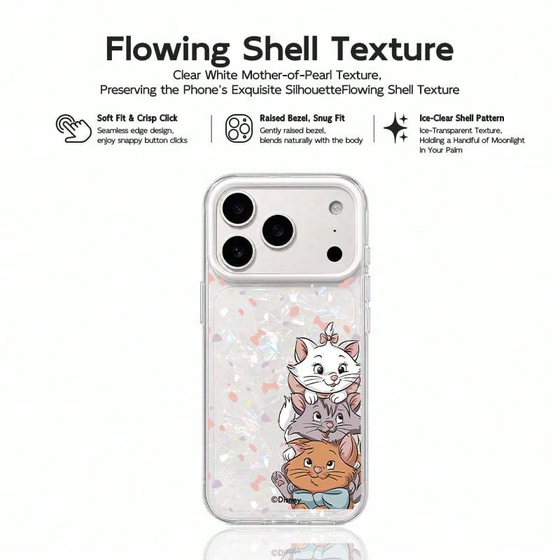 1pc Acrylic Shell Texture Phone Case Disney Cats Adventure Marie Cat, Animal Series, Cute, Sweet, Soft Anime Cartoon Unisex Protective Shell Compatible With IPhone 17/17 Pro/17 Pro Max/17/16/15/14/13