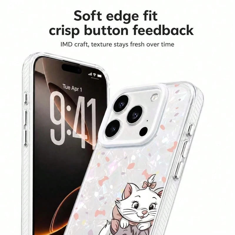 1pc Acrylic Shell Texture Phone Case Disney Cats Adventure Marie Cat, Animal Series, Cute, Sweet, Soft Anime Cartoon Unisex Protective Shell Compatible With IPhone 17/17 Pro/17 Pro Max/17/16/15/14/13