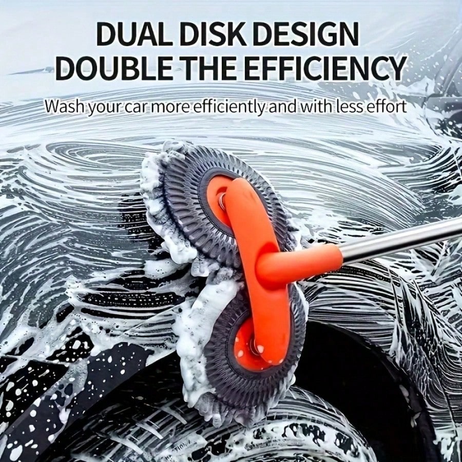1pc Adjustable Long Handle Car Cleaning Brush, Chenille Microfiber Car Wash Tool- Heavy Duty Multi-Purpose Car Wash Mop, Suitable For Trucks, SUVs, RVs, Home And Vehicle Detailed Cleaning, Soft Brist