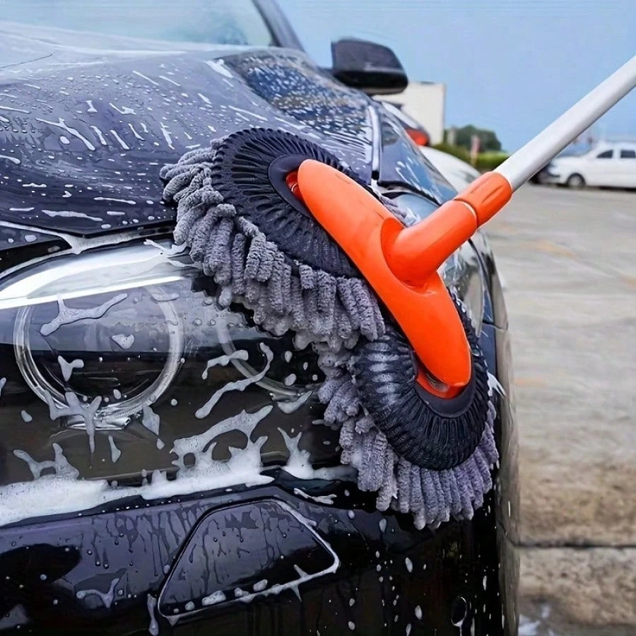 1pc Adjustable Long Handle Car Cleaning Brush, Chenille Microfiber Car Wash Tool- Heavy Duty Multi-Purpose Car Wash Mop, Suitable For Trucks, SUVs, RVs, Home And Vehicle Detailed Cleaning, Soft Brist