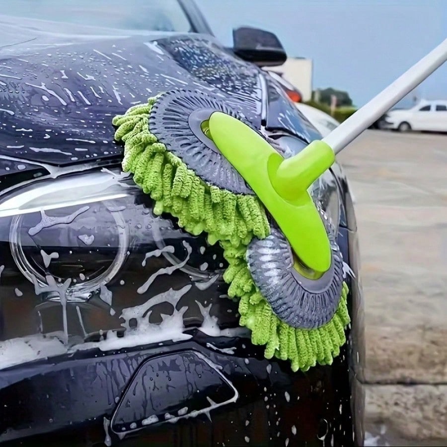 1pc Adjustable Long Handle Car Cleaning Brush, Chenille Microfiber Car Wash Tool- Heavy Duty Multi-Purpose Car Wash Mop, Suitable For Trucks, SUVs, RVs, Home And Vehicle Detailed Cleaning, Soft Brist