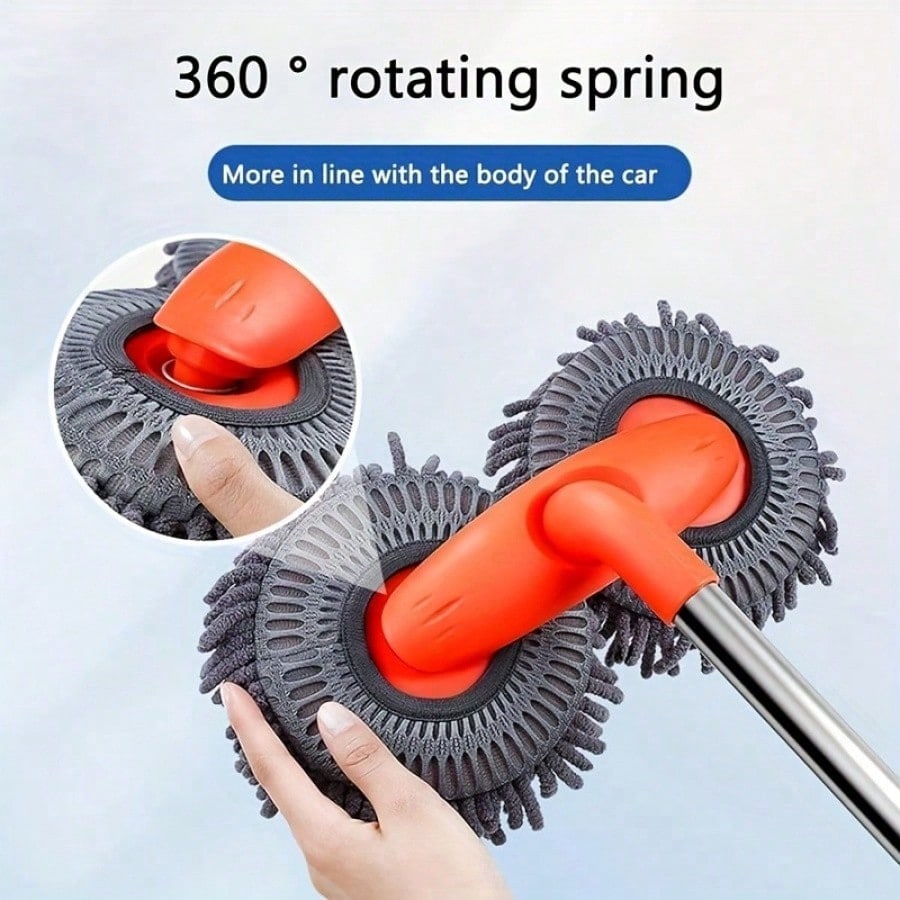 1pc Adjustable Long Handle Car Cleaning Brush, Chenille Microfiber Car Wash Tool- Heavy Duty Multi-Purpose Car Wash Mop, Suitable For Trucks, SUVs, RVs, Home And Vehicle Detailed Cleaning, Soft Brist