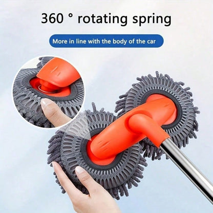 1pc Adjustable Long Handle Car Cleaning Brush, Chenille Microfiber Car Wash Tool- Heavy Duty Multi-Purpose Car Wash Mop, Suitable For Trucks, SUVs, RVs, Home And Vehicle Detailed Cleaning, Soft Brist