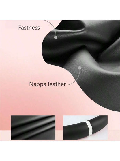 1pc All-Season Napa Leather Steering Wheel Cover, Black, Diameter 38CM, Round/D-Shaped, Fits 14.5-15 Inch Steering Wheel
