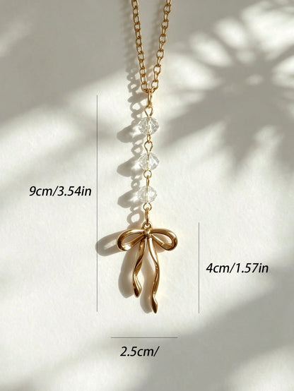 1pc Alloy Bowknot Car Rearview Mirror Hanging Decoration, Women's Car Interior Accessory