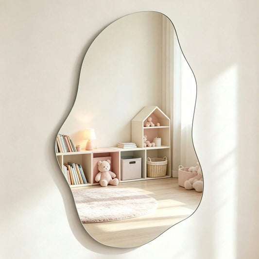 1pc Asymmetrical Mirror Wall Sticker, 2mm Thick Acrylic Material, Suitable For Bedroom, Living Room, Bathroom And Kitchen