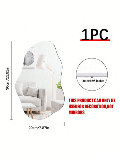 1pc Asymmetrical Mirror Wall Sticker, 2mm Thick Acrylic Material, Suitable For Bedroom, Living Room, Bathroom And Kitchen
