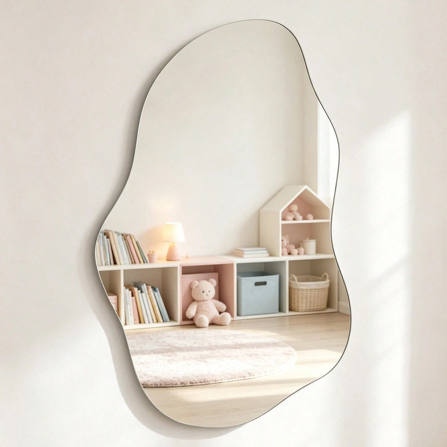 1pc Asymmetrical Mirror Wall Sticker, 2mm Thick Acrylic Material, Suitable For Bedroom, Living Room, Bathroom And Kitchen