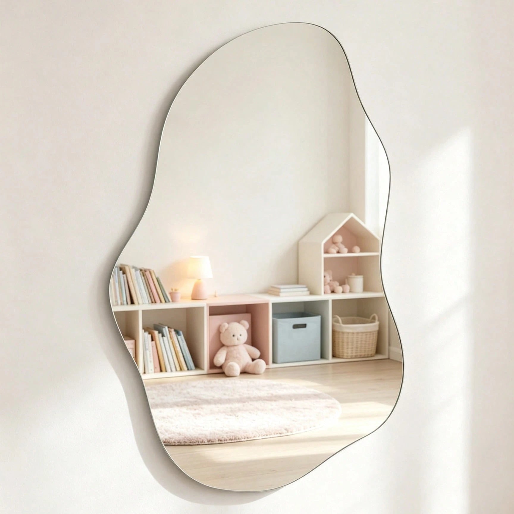 1pc Asymmetrical Mirror Wall Sticker, 2mm Thick Acrylic Material, Suitable For Bedroom, Living Room, Bathroom And Kitchen