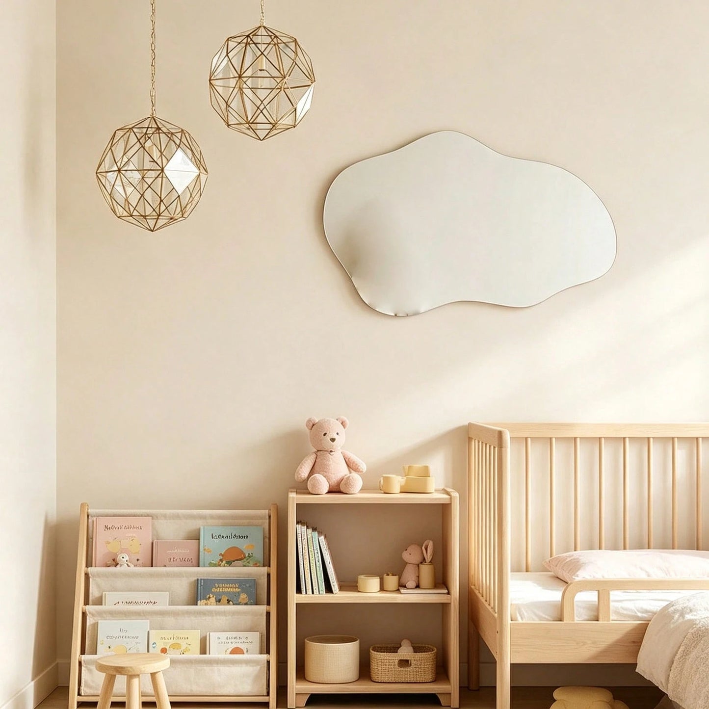 1pc Asymmetrical Mirror Wall Sticker, 2mm Thick Acrylic Material, Suitable For Bedroom, Living Room, Bathroom And Kitchen