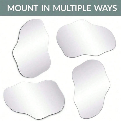 1pc Asymmetrical Mirror Wall Sticker, 2mm Thick Acrylic Material, Suitable For Bedroom, Living Room, Bathroom And Kitchen