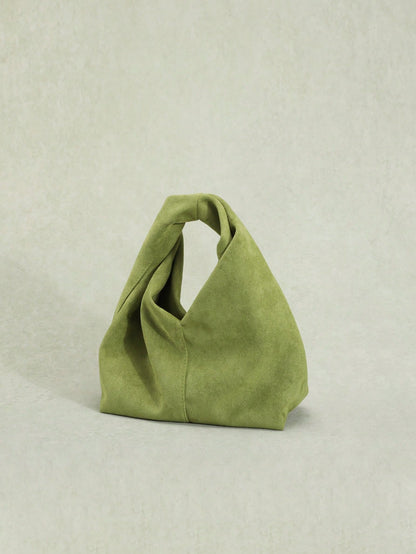 1pc Autumn/Winter New Green Retro Velvet-Feel PU Leather Handbag, Sculptured Style, Minimalist Design, Suitable For Commuting And Pairing With Coats