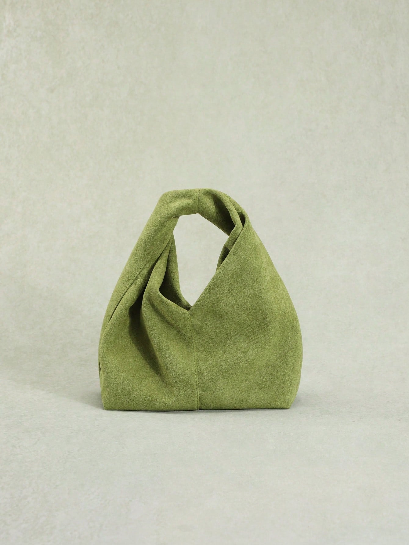 1pc Autumn/Winter New Green Retro Velvet-Feel PU Leather Handbag, Sculptured Style, Minimalist Design, Suitable For Commuting And Pairing With Coats