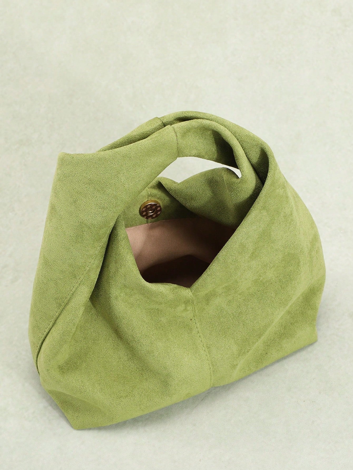 1pc Autumn/Winter New Green Retro Velvet-Feel PU Leather Handbag, Sculptured Style, Minimalist Design, Suitable For Commuting And Pairing With Coats