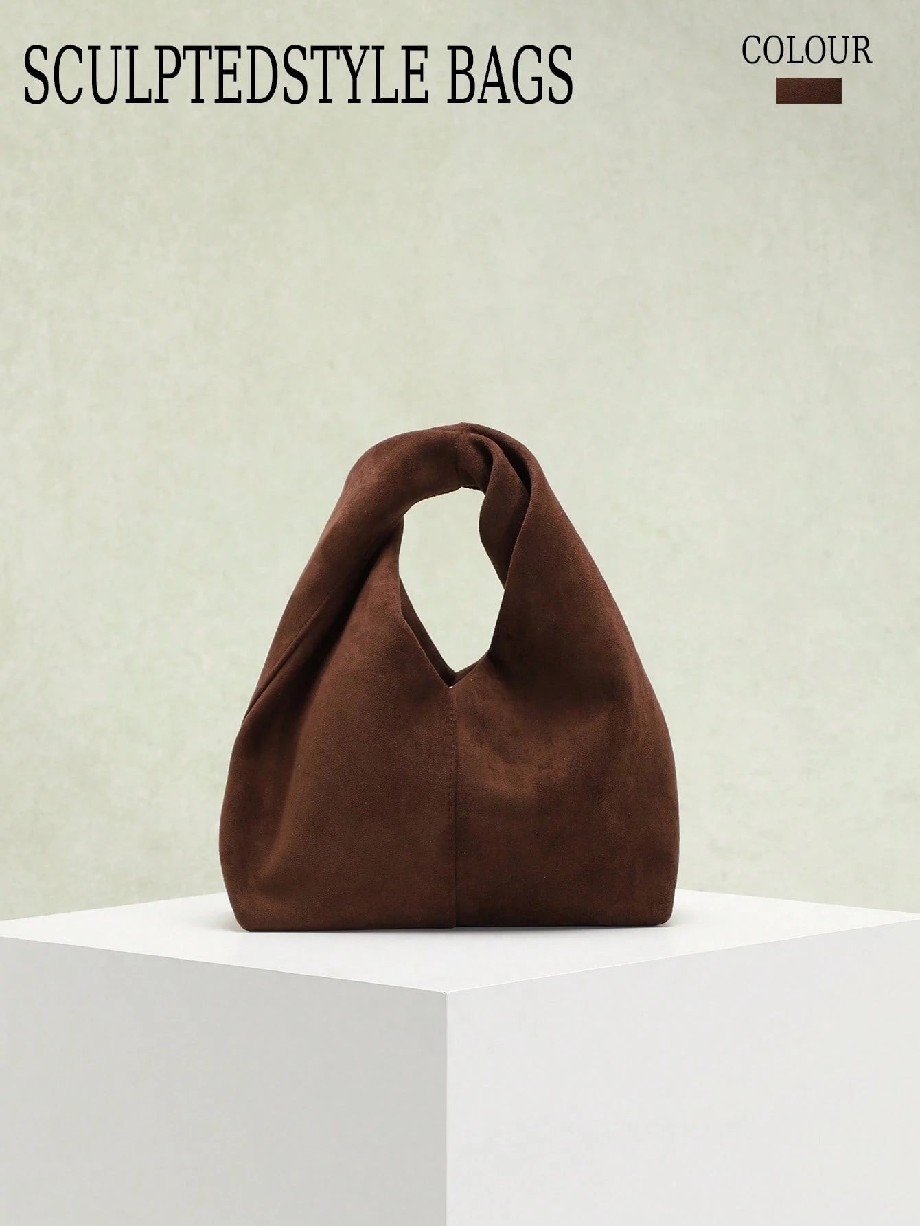 1pc Autumn/Winter New Green Retro Velvet-Feel PU Leather Handbag, Sculptured Style, Minimalist Design, Suitable For Commuting And Pairing With Coats