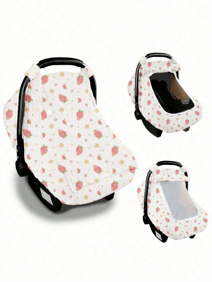 1pc Baby Basket Dust Cover, Cotton Muslin Breathable Protective Cover, Spring/Summer Baby Dust-Proof, Windproof, Sunscreen Canopy, Mesh Mosquito Net With Open Window, Universal