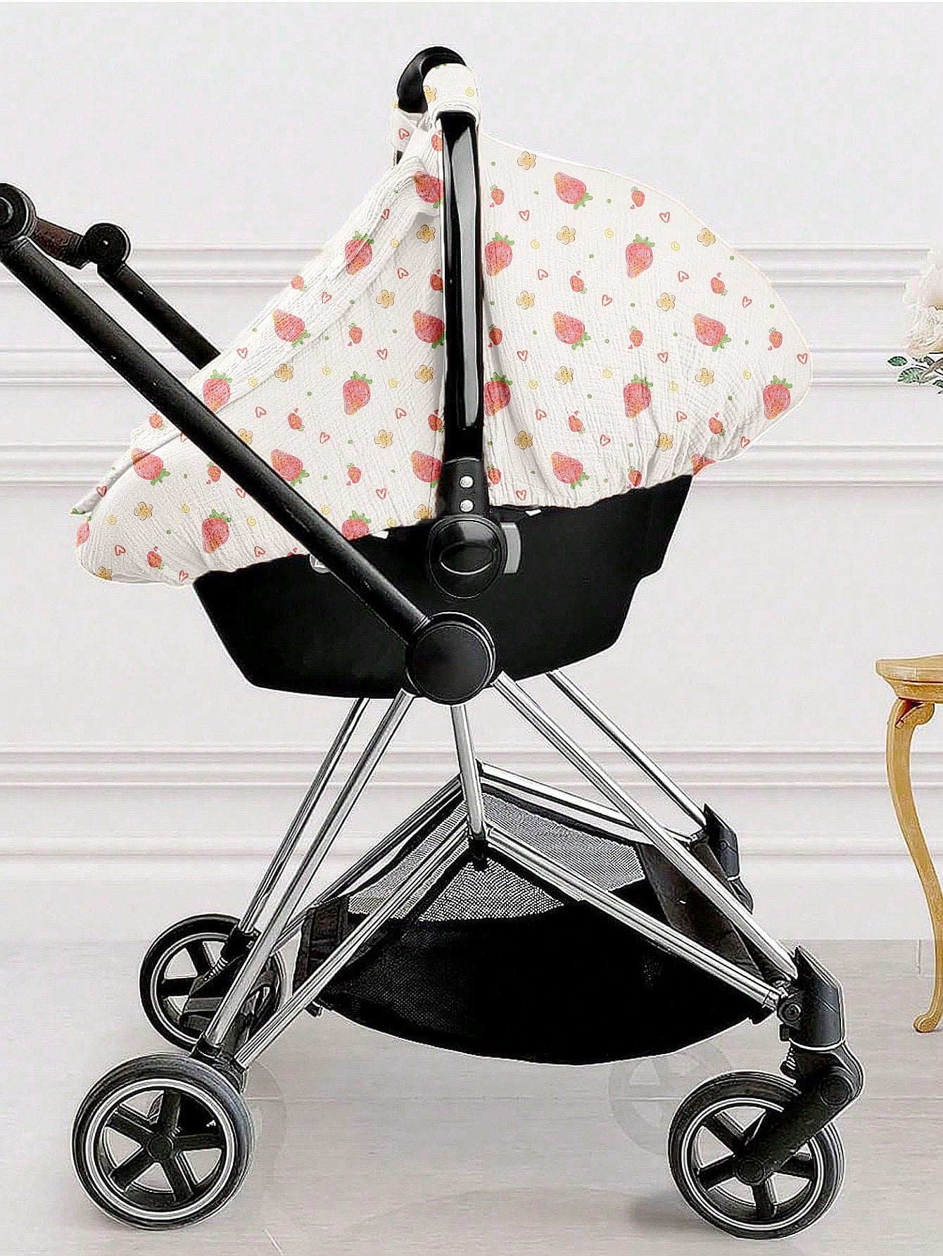 1pc Baby Basket Dust Cover, Cotton Muslin Breathable Protective Cover, Spring/Summer Baby Dust-Proof, Windproof, Sunscreen Canopy, Mesh Mosquito Net With Open Window, Universal