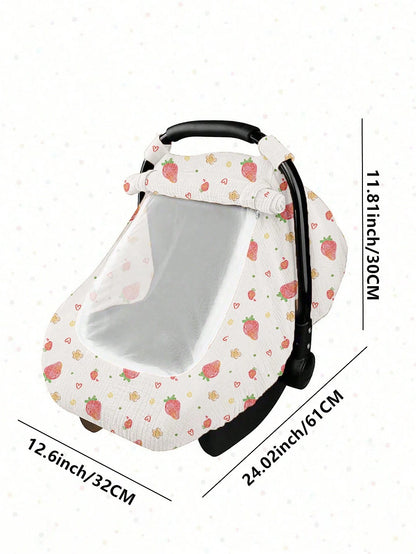 1pc Baby Basket Dust Cover, Cotton Muslin Breathable Protective Cover, Spring/Summer Baby Dust-Proof, Windproof, Sunscreen Canopy, Mesh Mosquito Net With Open Window, Universal