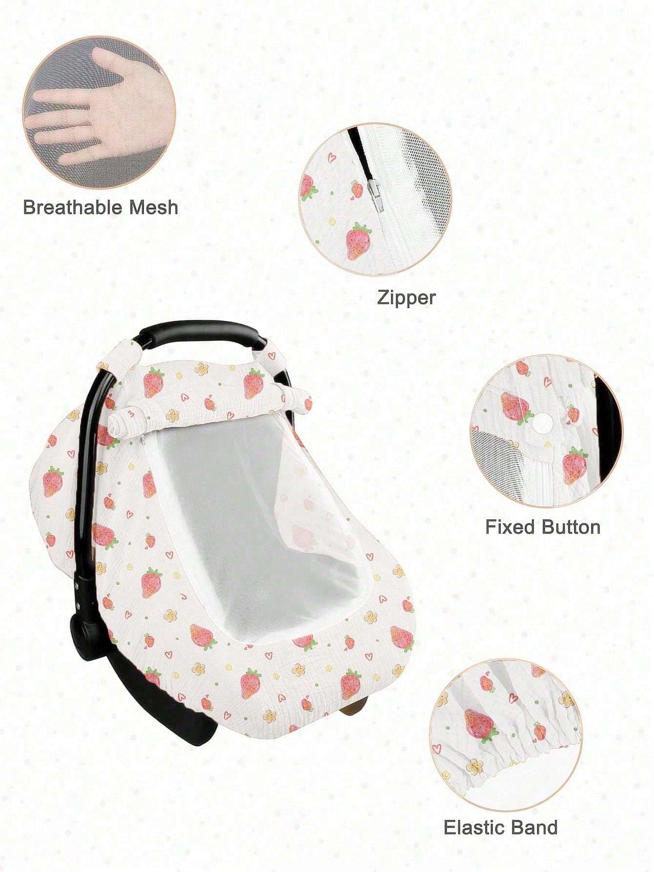 1pc Baby Basket Dust Cover, Cotton Muslin Breathable Protective Cover, Spring/Summer Baby Dust-Proof, Windproof, Sunscreen Canopy, Mesh Mosquito Net With Open Window, Universal