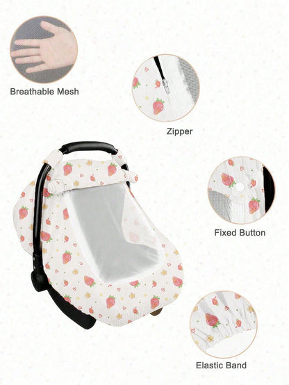 1pc Baby Basket Dust Cover, Cotton Muslin Breathable Protective Cover, Spring/Summer Baby Dust-Proof, Windproof, Sunscreen Canopy, Mesh Mosquito Net With Open Window, Universal