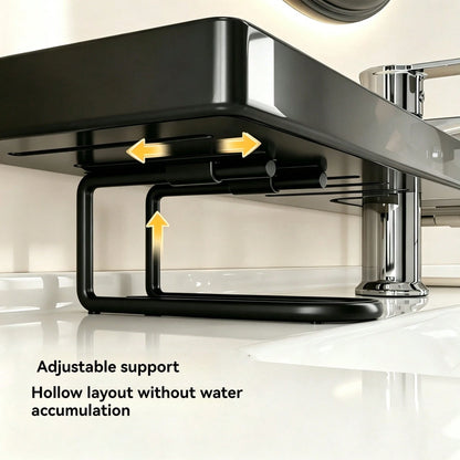 1pc Bathroom Vanity Organizer Rack, Modern Luxury Minimalist Vanity Storage Shelf For Toiletries & Cosmetics, Wider U-Shaped Fits All Faucets, Thick Material, Strong Load Bearing, Durable, Hollow Desi