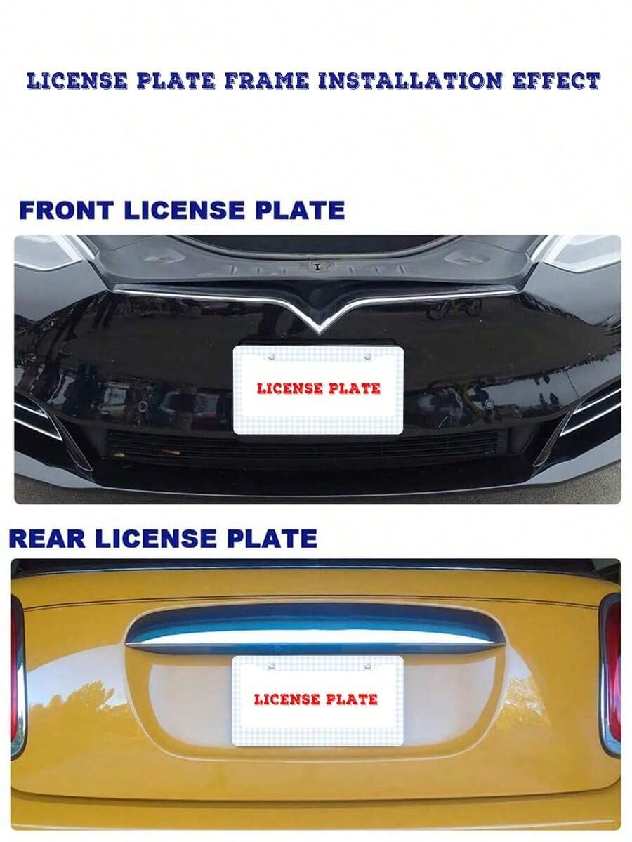 1pc Blue And White Checkered Pattern Aluminum License Plate Frame, 6x12 Inches, 2-Hole Design With Screw Kit, Retro And Fun Car Decor Accessory Auto Styling, Car Enthusiasts, USA Standard Size Univers