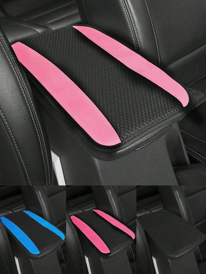 1pc Car Center Console Cover, 12.6" X 7.5" Carbon Fiber PU Leather Car Armrest Cover, Universal Waterproof Center Console Pad, Car Interior Protection Accessory, Suitable For Sedan, Vehicle, SUV, Comf