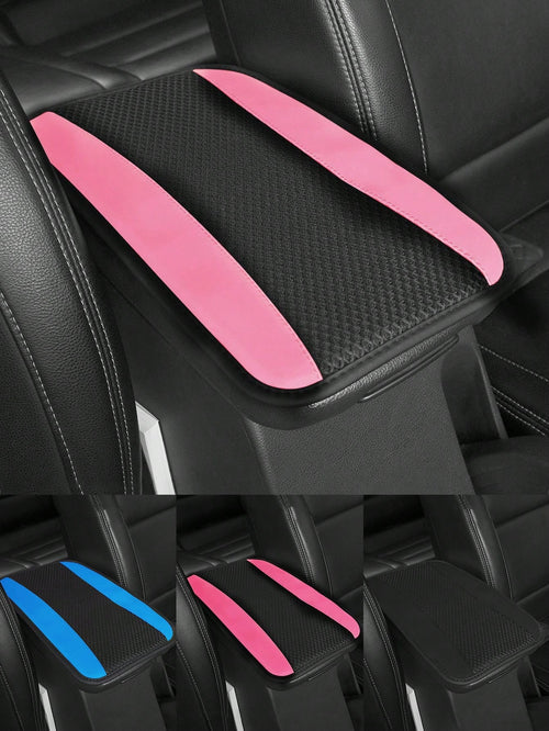 1pc Car Center Console Cover, 12.6" X 7.5" Carbon Fiber PU Leather Car Armrest Cover, Universal Waterproof Center Console Pad, Car Interior Protection Accessory, Suitable For Sedan, Vehicle, SUV, Comf