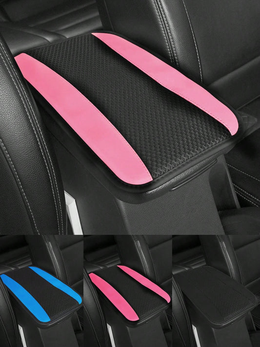 1pc Car Center Console Cover, 12.6" X 7.5" Carbon Fiber PU Leather Car Armrest Cover, Universal Waterproof Center Console Pad, Car Interior Protection Accessory, Suitable For Sedan, Vehicle, SUV, Comf