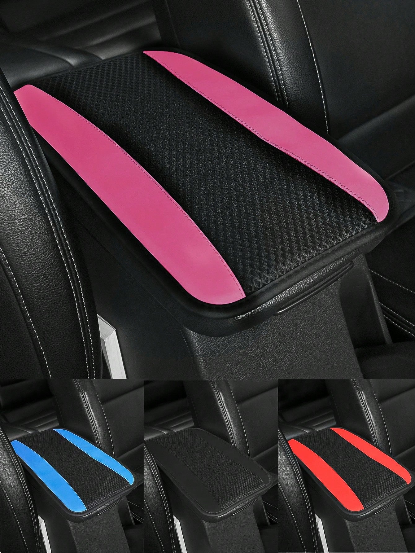 1pc Car Center Console Cover, 12.6" X 7.5" Carbon Fiber PU Leather Car Armrest Cover, Universal Waterproof Center Console Pad, Car Interior Protection Accessory, Suitable For Sedan, Vehicle, SUV, Comf