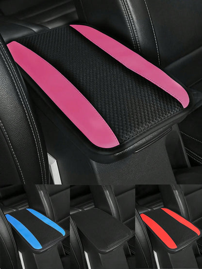 1pc Car Center Console Cover, 12.6" X 7.5" Carbon Fiber PU Leather Car Armrest Cover, Universal Waterproof Center Console Pad, Car Interior Protection Accessory, Suitable For Sedan, Vehicle, SUV, Comf