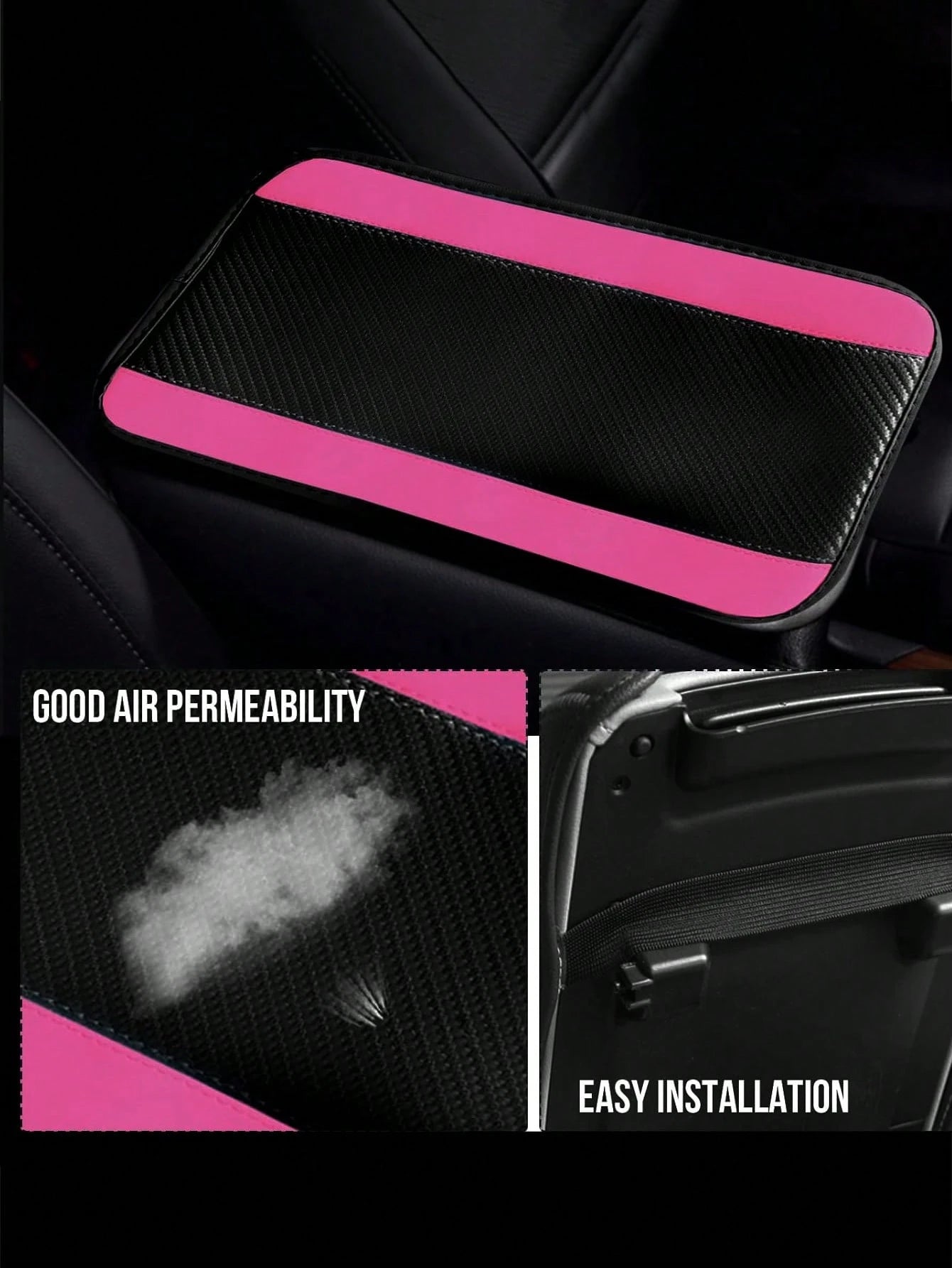 1pc Car Center Console Cover, 12.6" X 7.5" Carbon Fiber PU Leather Car Armrest Cover, Universal Waterproof Center Console Pad, Car Interior Protection Accessory, Suitable For Sedan, Vehicle, SUV, Comf