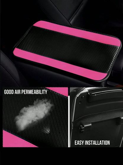 1pc Car Center Console Cover, 12.6" X 7.5" Carbon Fiber PU Leather Car Armrest Cover, Universal Waterproof Center Console Pad, Car Interior Protection Accessory, Suitable For Sedan, Vehicle, SUV, Comf