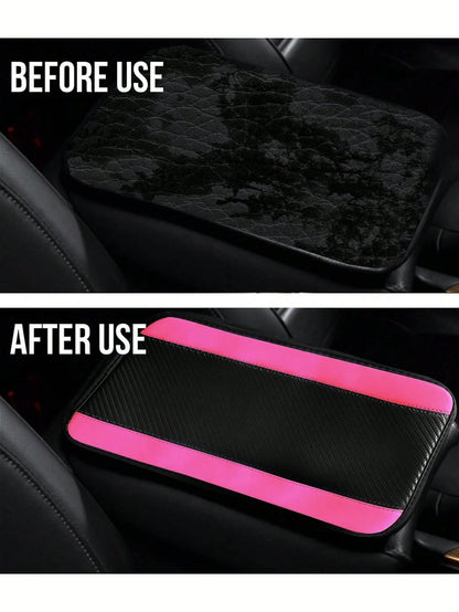 1pc Car Center Console Cover, 12.6" X 7.5" Carbon Fiber PU Leather Car Armrest Cover, Universal Waterproof Center Console Pad, Car Interior Protection Accessory, Suitable For Sedan, Vehicle, SUV, Comf