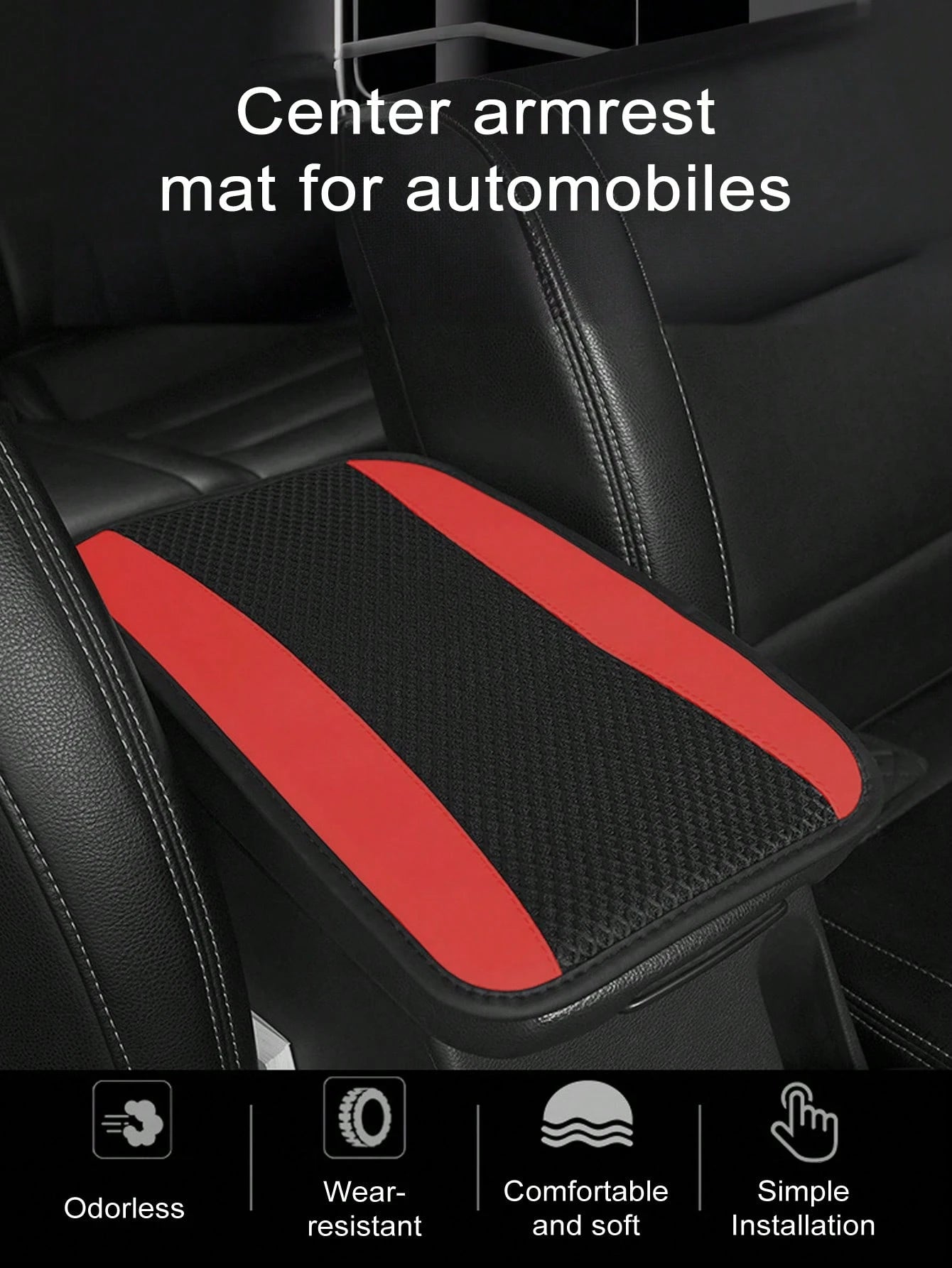 1pc Car Center Console Cover, 12.6" X 7.5" Carbon Fiber PU Leather Car Armrest Cover, Universal Waterproof Center Console Pad, Car Interior Protection Accessory, Suitable For Sedan, Vehicle, SUV, Comf