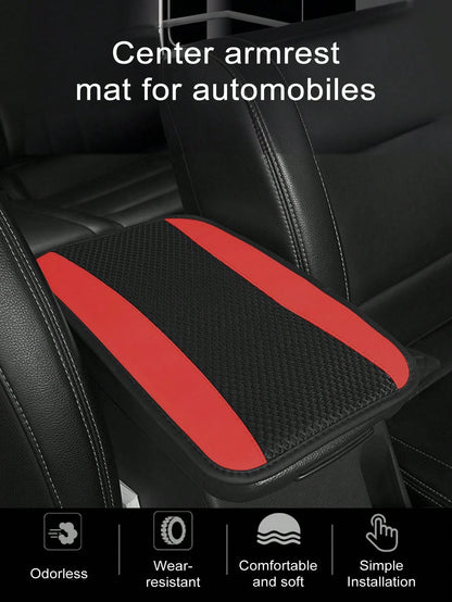 1pc Car Center Console Cover, 12.6" X 7.5" Carbon Fiber PU Leather Car Armrest Cover, Universal Waterproof Center Console Pad, Car Interior Protection Accessory, Suitable For Sedan, Vehicle, SUV, Comf