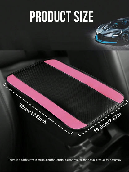 1pc Car Center Console Cover, 12.6" X 7.5" Carbon Fiber PU Leather Car Armrest Cover, Universal Waterproof Center Console Pad, Car Interior Protection Accessory, Suitable For Sedan, Vehicle, SUV, Comf
